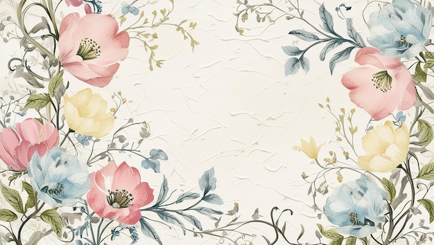 Photo background with cream floral elements