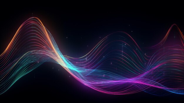 Background with curved abstract neon lines AI generated