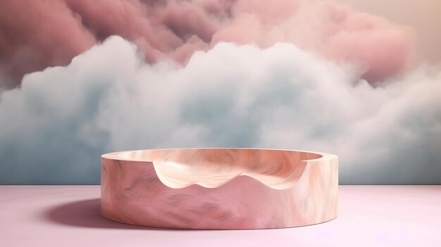 background with empty podium and clouds