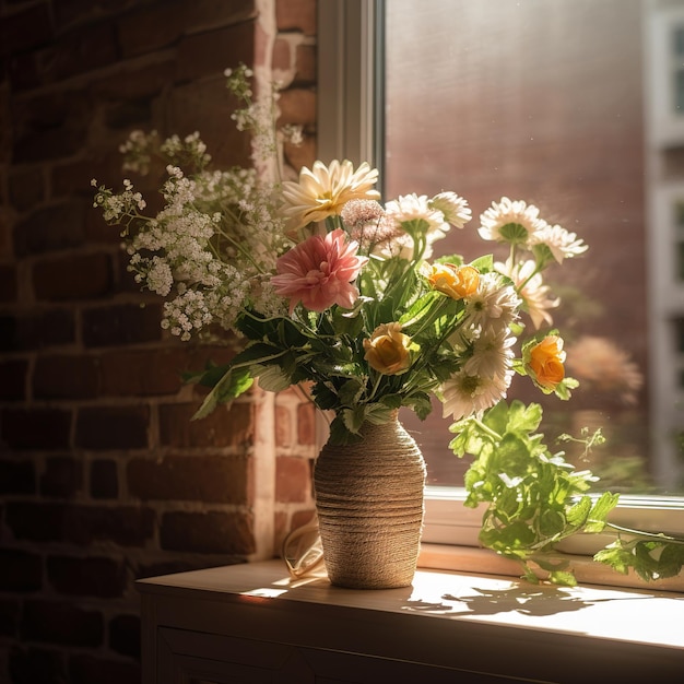 background with flowers and gift