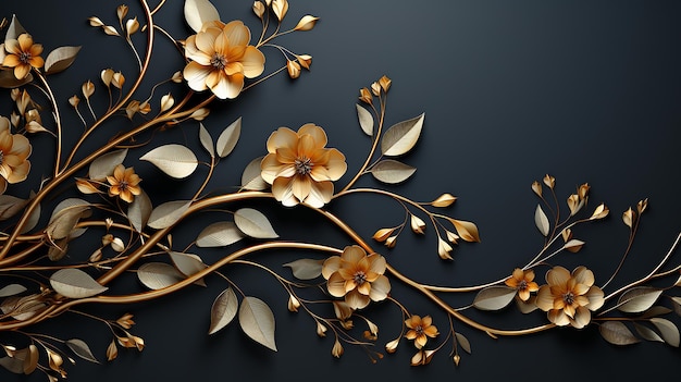 Background with Gold and Black Branches A Black Background