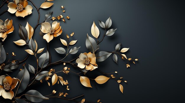 Background with Gold and Black Branches A Black Background