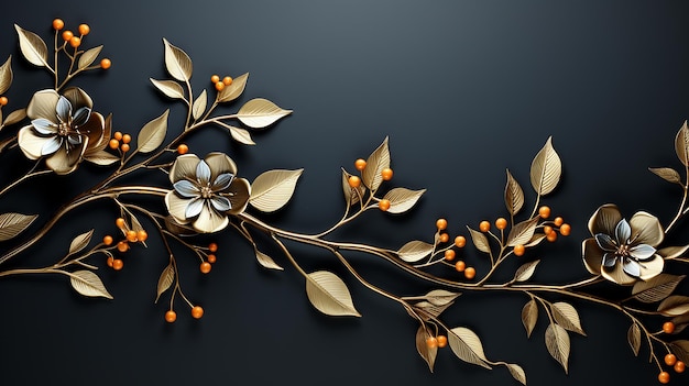 Background with Gold and Black Branches A Black Background