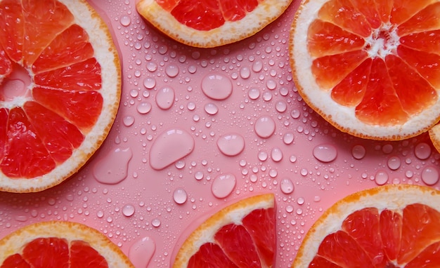 Background with grapefruit and water drops Selective focus