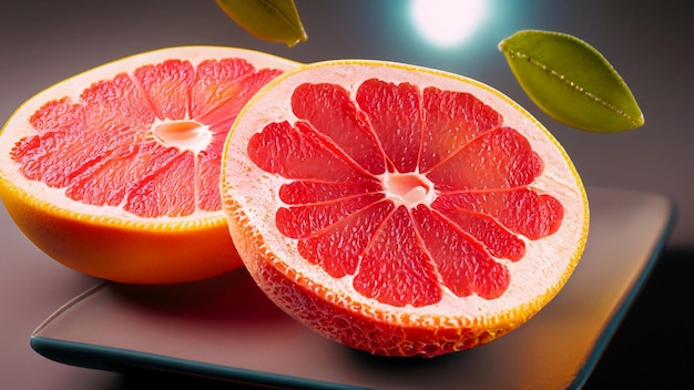 Background with grapefruit and water drops Selective focus