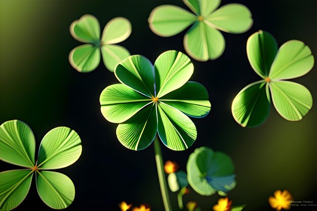 Background with green clover leaves for Saint Patricks day Shamrock fortune symbol Generative AI