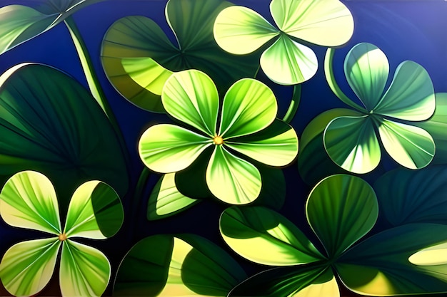 Background with green clover leaves for Saint Patricks day Shamrock fortune symbol Generative AI