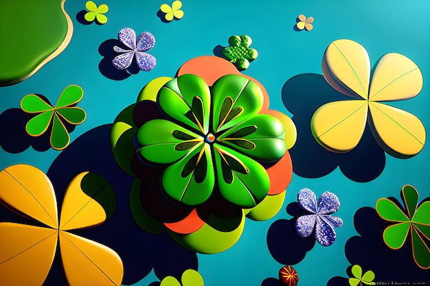 Background with green clover leaves for Saint Patricks day Shamrock fortune symbol Generative AI