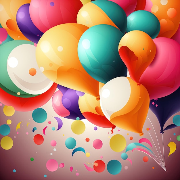 Background with a group of colorful balloons. Digital illustration