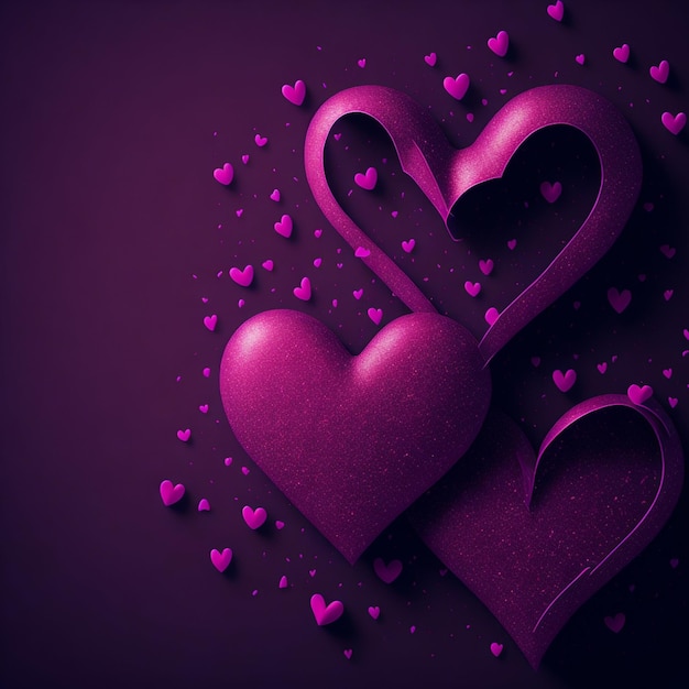 Background with hearts and space for text 3D illustration