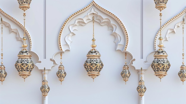 Photo background with islamic lantern ornament