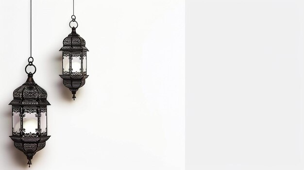 Photo background with islamic lantern ornament