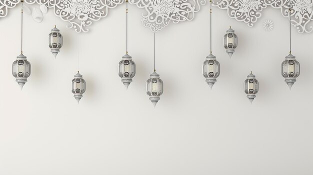 Photo background with islamic lantern ornament