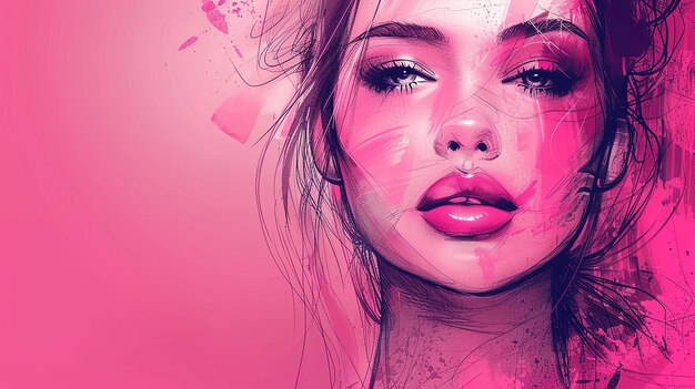 Photo background with makeup sketch fashion on pink background