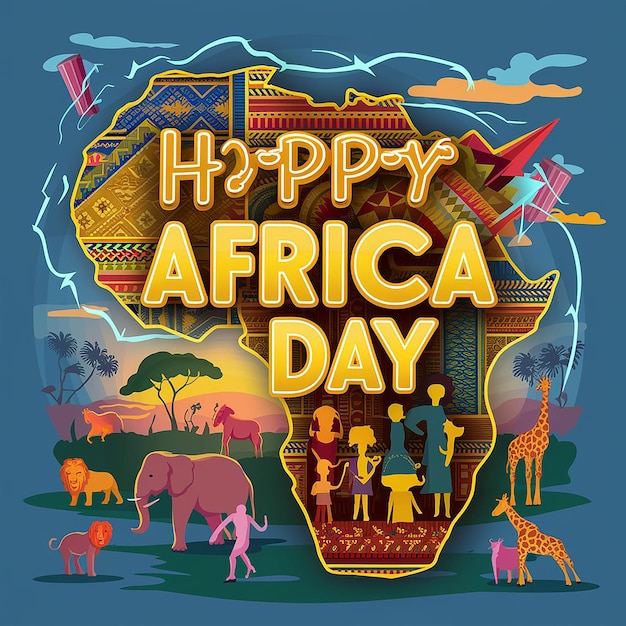 background with a map of africa and the words africa day