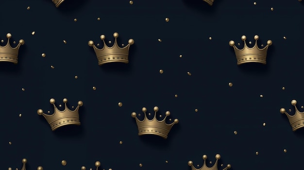 Photo background with minimalist illustrations of crowns in navy blue color