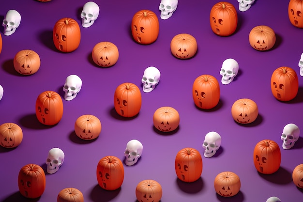 Background with pumpkins and skulls for Halloween