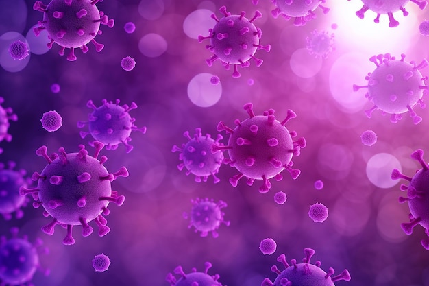 Background with Purple Coronavirus Cells