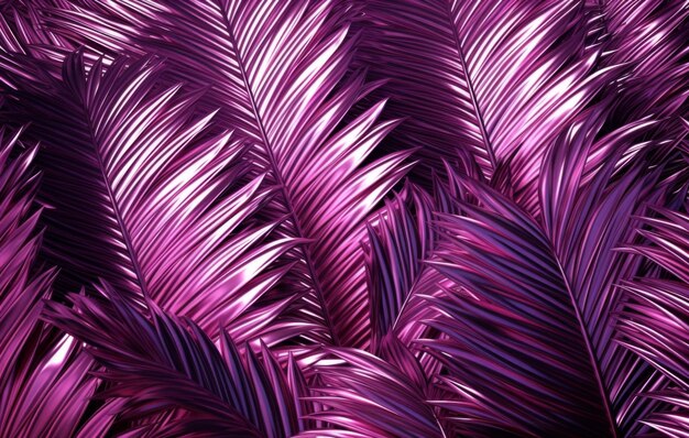 background with purple palm leaves