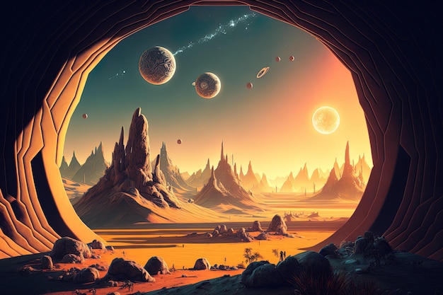 Background with a scenery from an extraterrestrial world