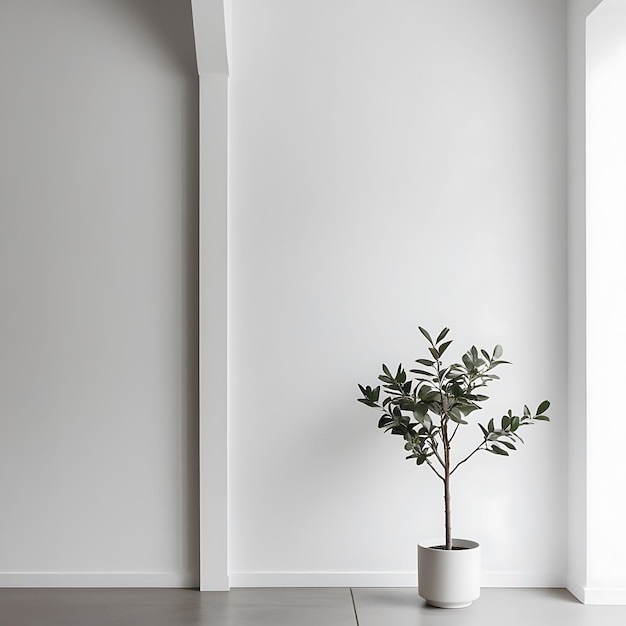 Photo background with simple white walls and elegant plant