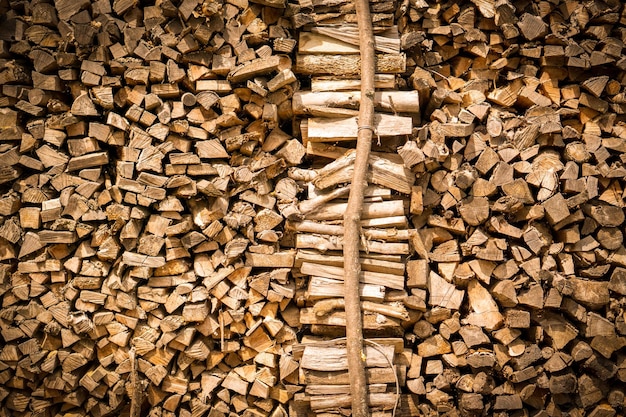 Background with small brown firewood