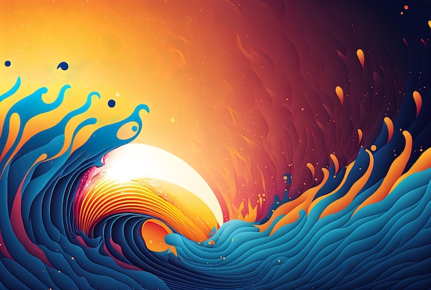 Background with a trendy bright wave design