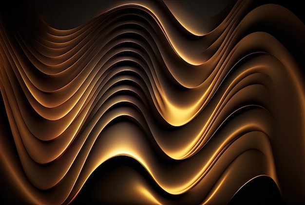 Background with a wave carbon gold texture lighted in the dark