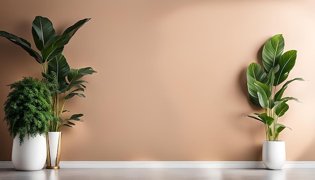 Photo background with white walls and plant