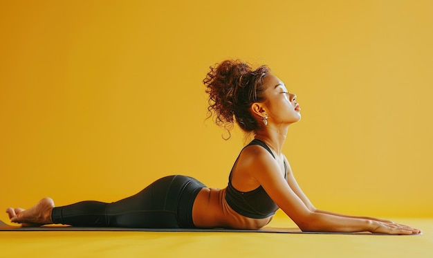 background of woman doing yoga pilates with yoga positions Generate AI