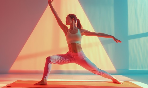 background of woman doing yoga pilates with yoga positions Generate AI