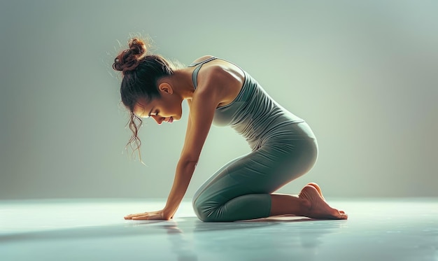 background of woman doing yoga pilates with yoga positions Generate AI