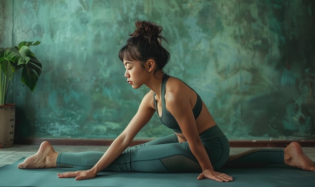 background of woman doing yoga pilates with yoga positions Generate AI