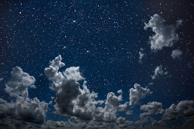 Backgrounds night sky with stars and moon and clouds. Elements of this image furnished by NASA