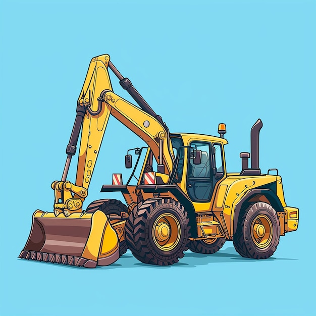 Backhoe Cartoon Vector Icon Illustration