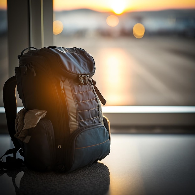 backpack waiting for the train illustration images