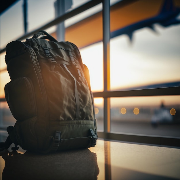 backpack waiting for the train illustration images