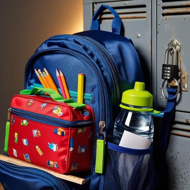 a backpack with a blue backpack that says quot childrens pens quot