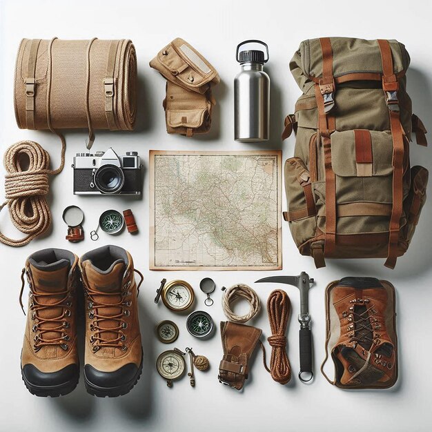 Photo a backpack with a map and a map of the world on it