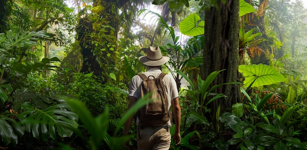 Backpacker in nature