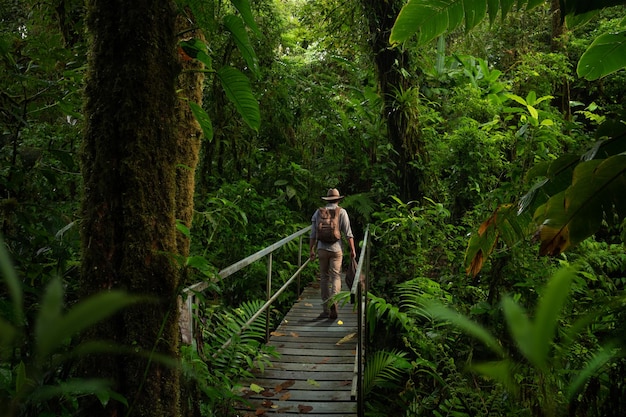 Backpacker in nature