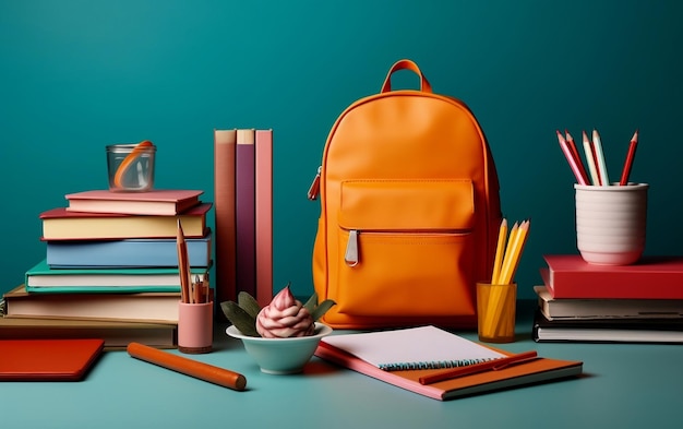 BacktoSchool Concept Backpack and Books AI