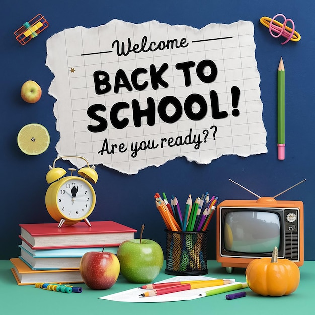 Backtoschool text and illustration on the background template