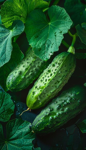 Backyard Garden Harvest with Fresh Cucumbers for Pickling Surrounded by Lush Greenery