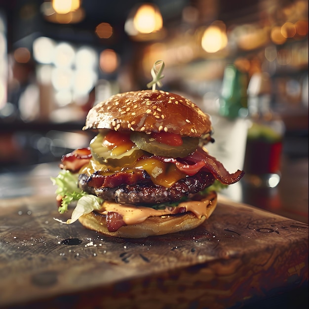 Bacon burger at hipster bar in reykjavik