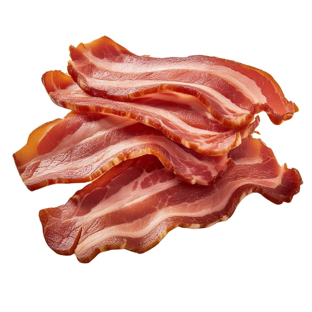 Bacon slices isolated on white background