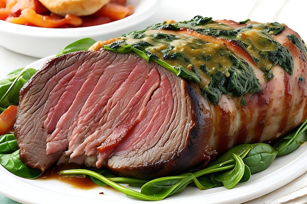 Bacon and SpinachStuffed RibEye Roast