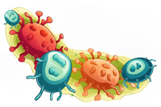 Photo bacteria cartoon magnification microbiology