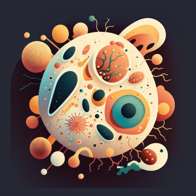 Bacteria under the microscope Beautiful colorful illustration Vector style Generative AI