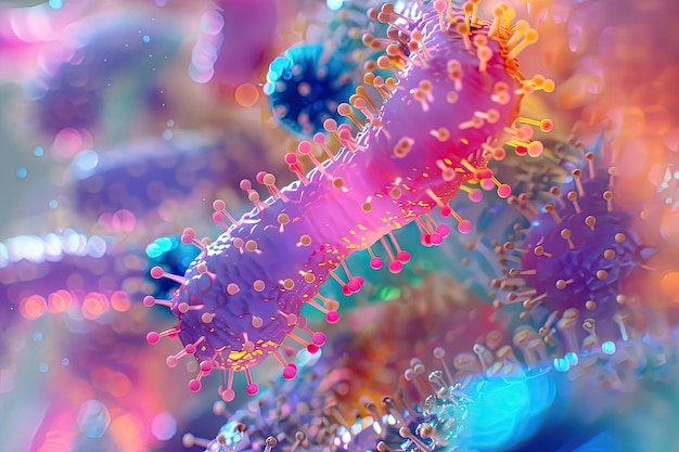 Photo bacteria under microscope for biological and medical science